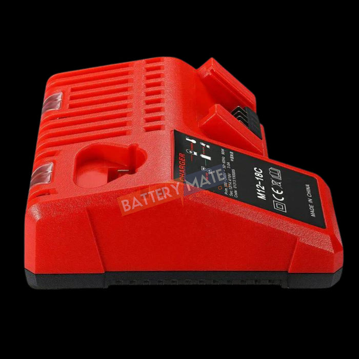 12V - 18V Battery Charger for Milwaukee M12 - 18C Multi Voltage Rapid Dual M12 & M18 - Battery Mate