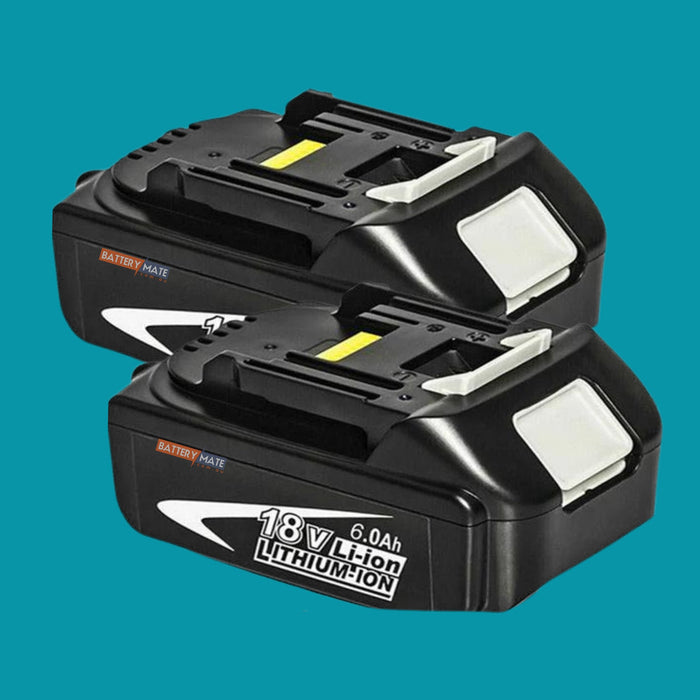 [2 Pack] 18V Makita Compatible Battery Replacement 6.0 AH | BL1830 BL1850 - Battery Mate