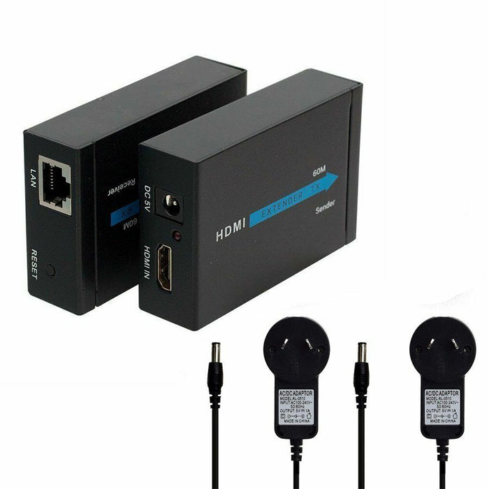 60M 1080P HDMI Network Extender Over Single Amplifier Cable CAT5E/6 Ethernet - Battery Mate