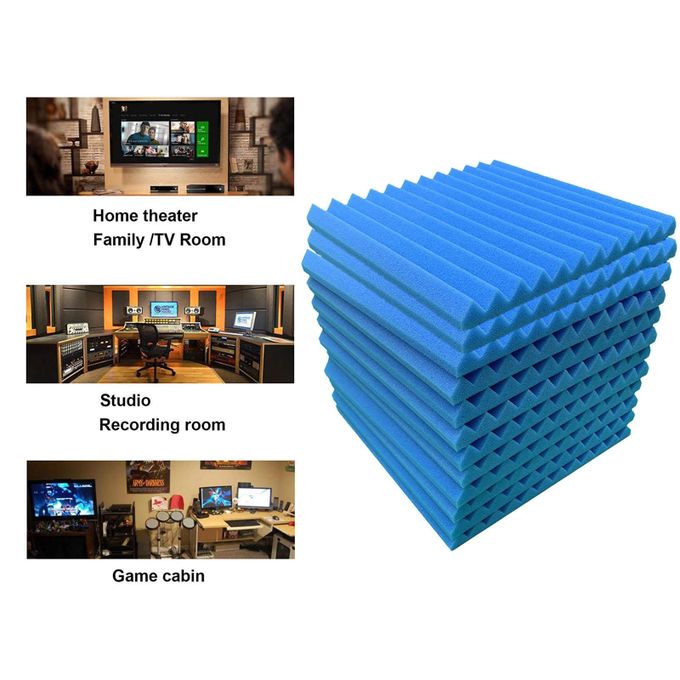 96 Acoustic Soundproof Foam Sound Absorbing Panels 30×30×2.5cm | Blue - Battery Mate