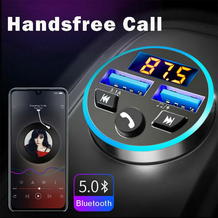 Car Bluetooth FM Transmitter Radio Adapter with Dual USB Charger for Phone Pad - Battery Mate