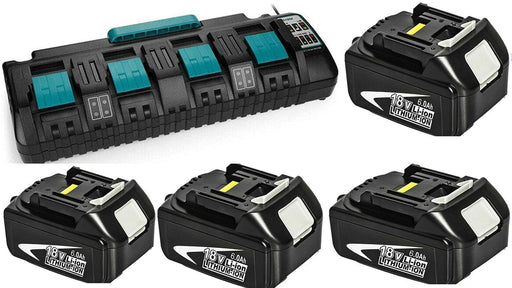 [Combo Pack] 4x 18V 6.0Ah Batteries for Makita + 4 Port Charger - Battery Mate