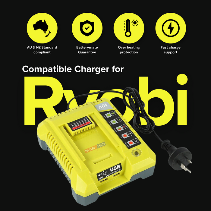 [Battery + Charger Combo] 40V & 36V Replacement Battery + Charger for Ryobi Cordless Power Tools