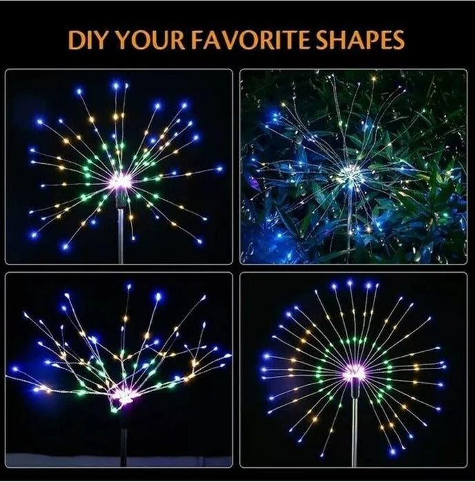 Solar Firework Light LED Garden Lights Pathway Backyard Decorative Lights 2 Modes - 120LED - Battery Mate