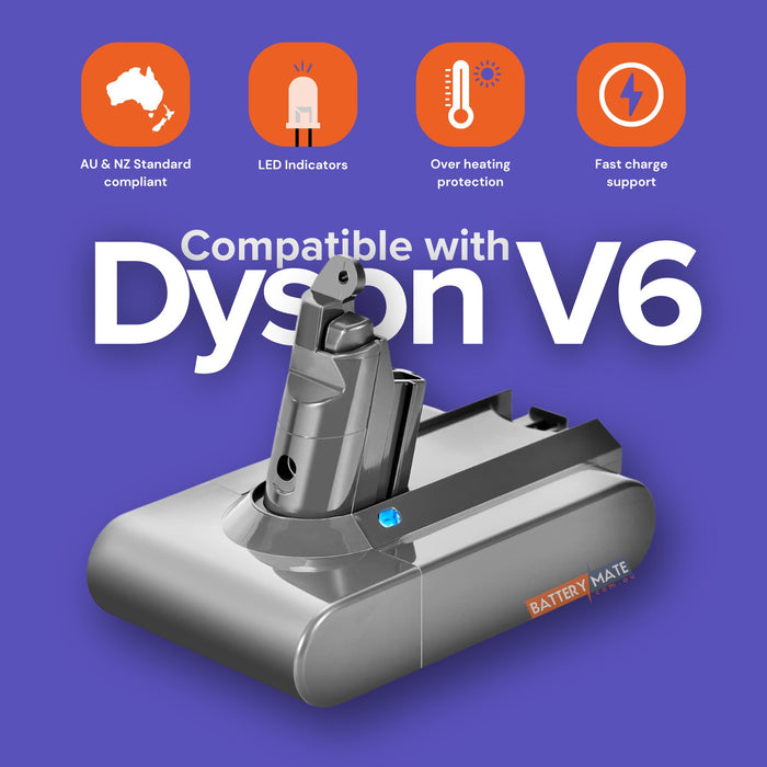 Vacuum Cleaner Battery Compatible with Dyson V6 | Long Life Battery - Suits SV03 / SV04 / DC59 / DC61 / 61034 - 01 - Battery Mate