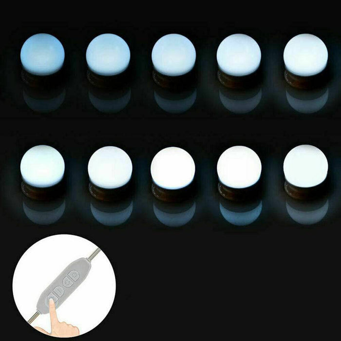 10 Bulbs Hollywood Style Dimmable Lamp Vanity Light LED Make Up Mirror Lights - Battery Mate