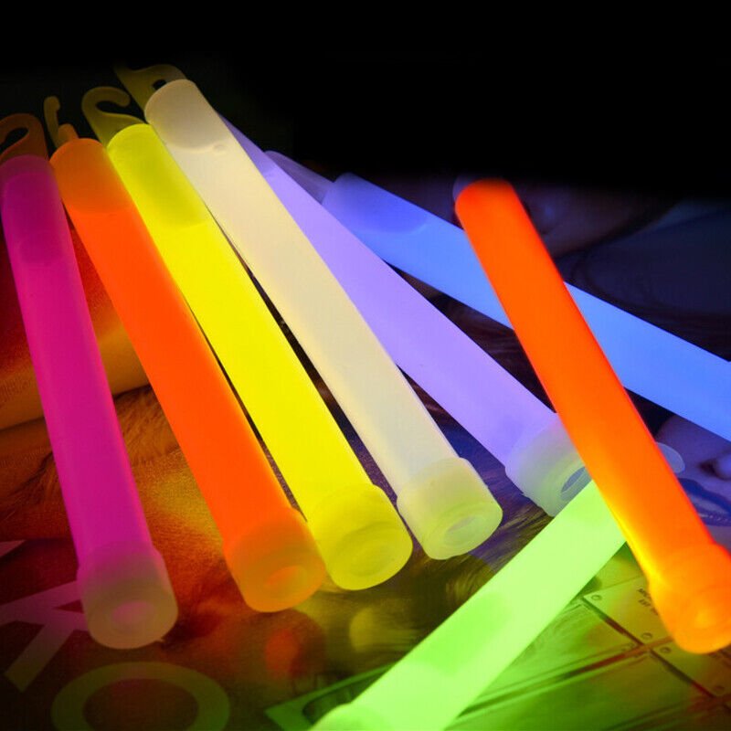 100x 6 INCH MIXED GLOW STICKS W/LANYARD BULK PARTY RAVE LIGHT DISCO GLOW IN  DARK