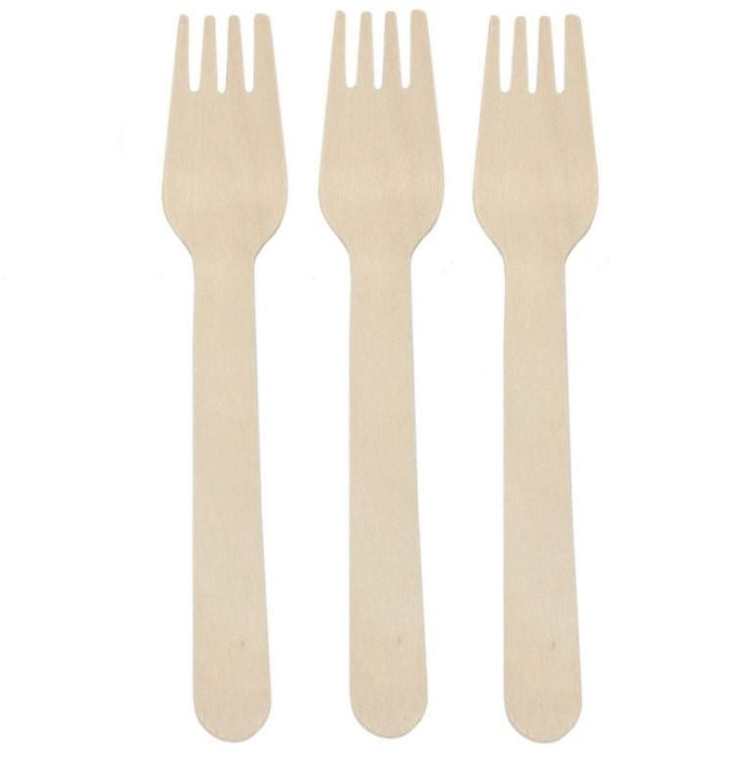 1000 Pack | Disposable Wooden Fork Biodegradable - Battery Mate