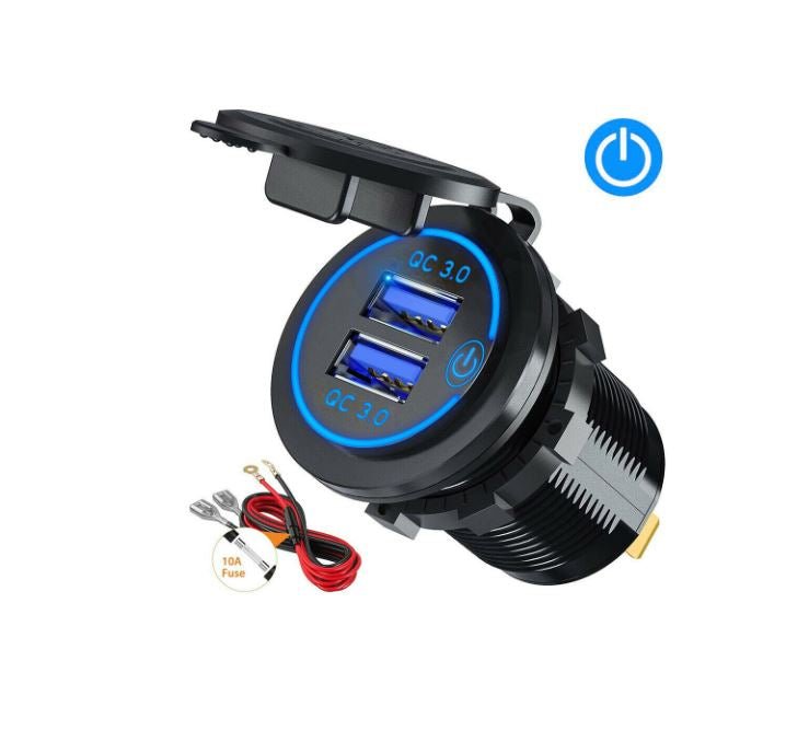 12V Car Cigarette Lighter Socket Dual QC3.0 USB Ports Fast Charger Power Adapter - Battery Mate