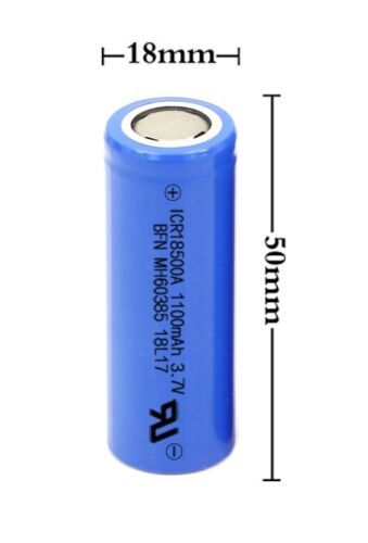 2 Pack 18500 3.7V 1100mAh Li-Ion Rechargeable Battery - Battery Mate