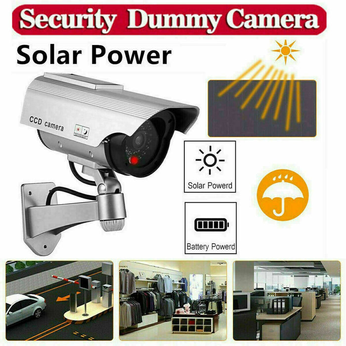 outdoor fake dummy security camera with blinking light