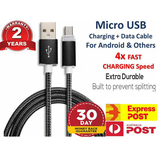 2x Pack Micro USB Charger Fast Charging Cable Cord For Samsung Android  Phone