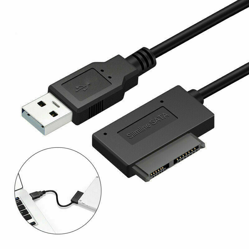 7+6 13Pin Slim SATA to USB CD DVD Rom Optical Hard Drive Cable Adapter ...