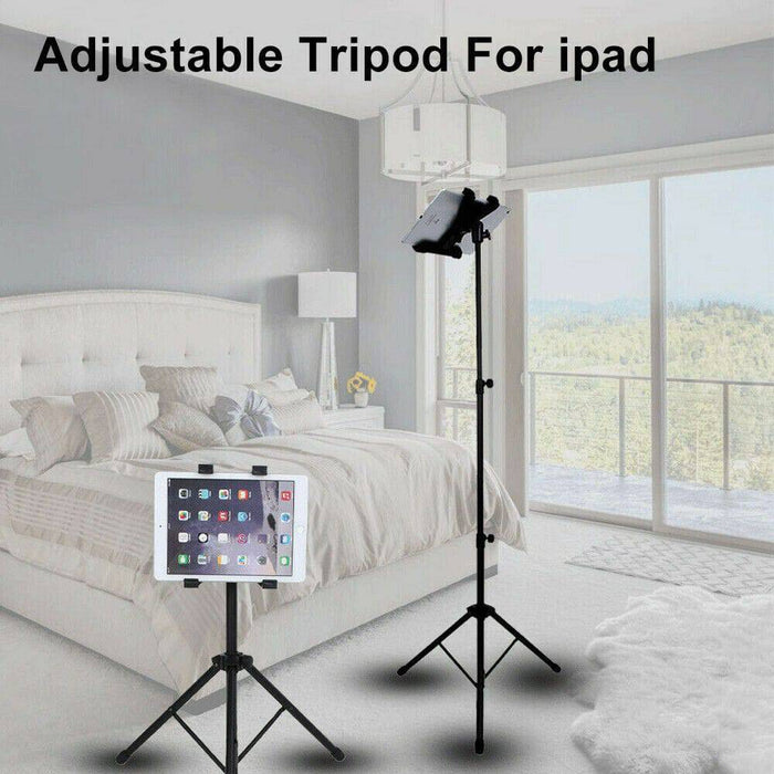 Adjustable Floor Bed Tripod Stand Carrying Music Bracket for iPad 7-12" Tablets - Battery Mate