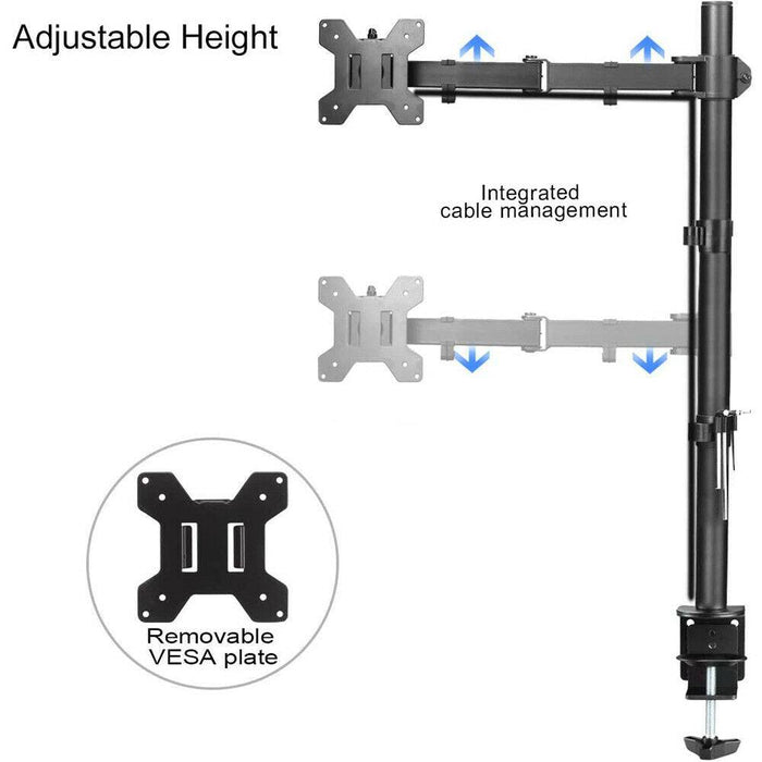 Adjustable Monitor Stand Single Arm Desk Mount Computer LCD TV Holder Display - Battery Mate