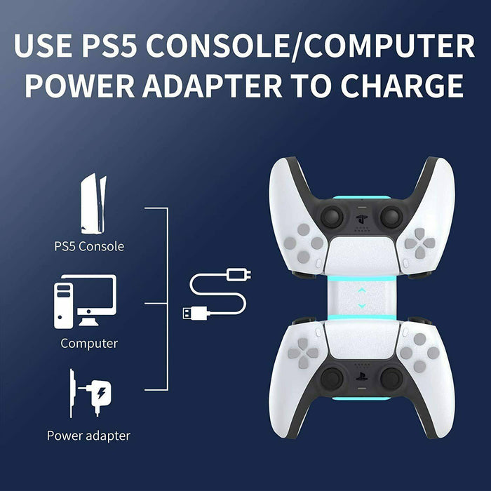 Dual Charger Compatible Charging Dock Station Stand Suit Sony PS5 Playstation 5 Controller - Battery Mate