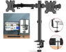 Dual LCD / LED Monitor Desk Mount Stand Heavy Duty Fully Adjustable fits 2 Screens up to 27" - Battery Mate