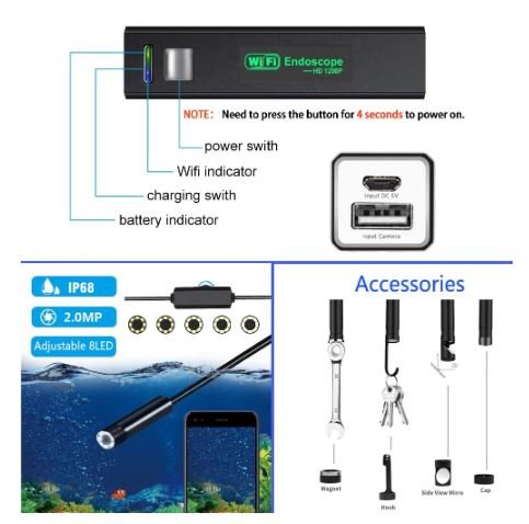 HD Endoscope Inspection Camera for iPhone and Android 