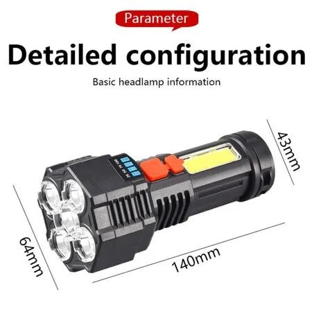 LED Super Bright Flashlight, Rechargeable Outdoor Multi-Functional Waterproof Led - Battery Mate