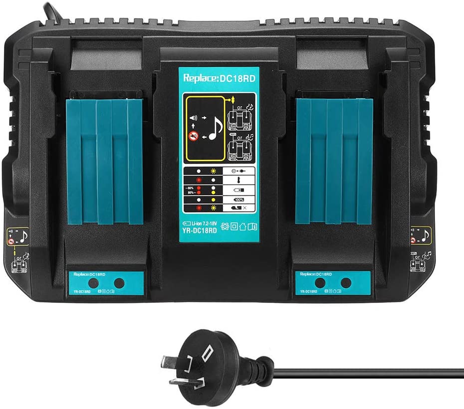 Makita 18V DC18RD Compatible Rapid Charger | Dual Port Lithium-Ion Bat ...