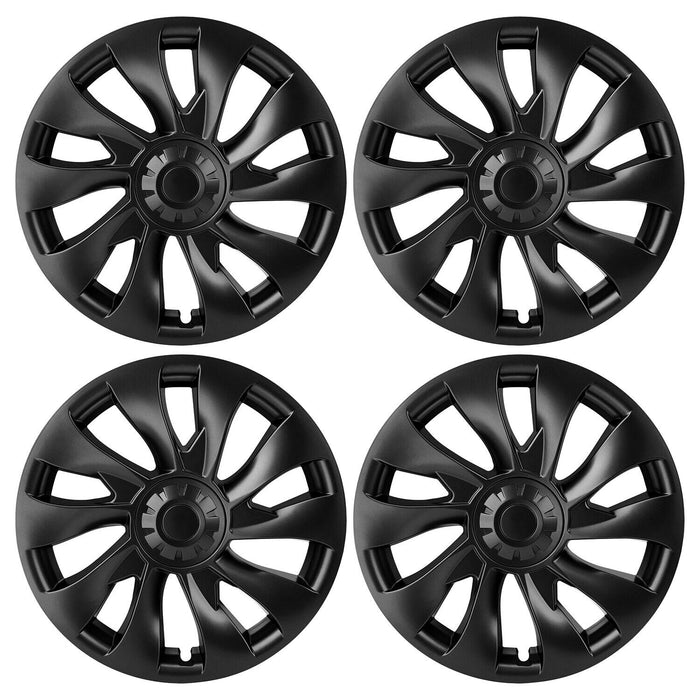 Tesla Model 3 Wheel 18" Hub Cap Replacement ABS Rim Cover Set of 4 Matte Black - Battery Mate