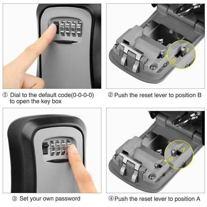 Wall Mounted Combination Lock Key Safe Storage Box Security Home Outdoor Digit - Battery Mate